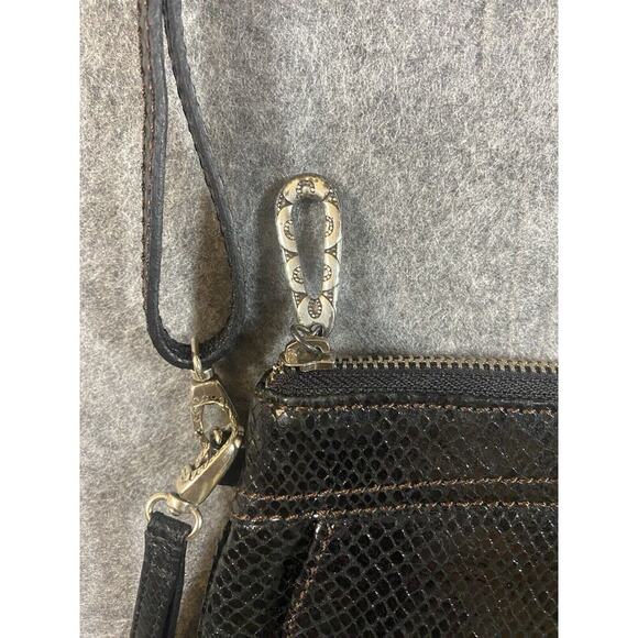 Brighton Purse Medium Black Faux Snack Skin Medium Shoulder Purse Clutch - Picture 4 of 13